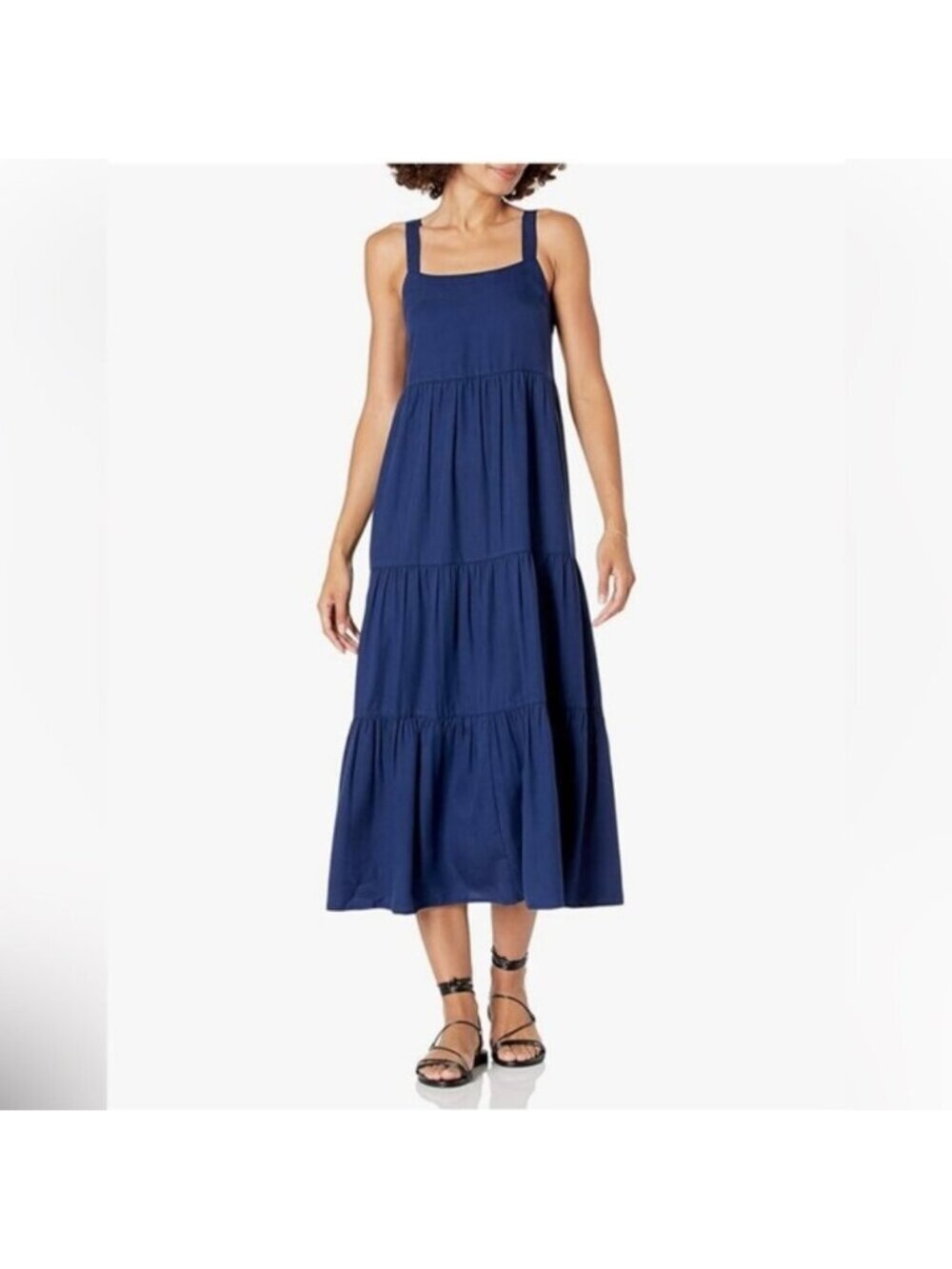 The Drop Britt Tiered Maxi Tent Dress Navy